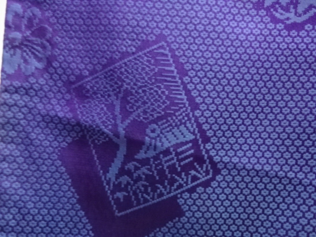  大正ロマン　色紙に風景模様織り出し着物